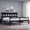 Bed Frame with Headboard Black 200x200 cm Solid Wood Colour black Size 200 x 200 cm Model high 