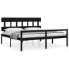 Black Bed Frame with Headboard | 200x200 cm Solid Wood