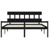 Black Bed Frame with Headboard | 200x200 cm Solid Wood