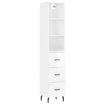 Stylish Highboard High Gloss White - 34.5x34x180 cm