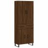 Stylish Highboard in Brown Oak | 69.5x34x180 cm Engineered Wood