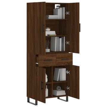 Stylish Highboard in Brown Oak | 69.5x34x180 cm Engineered Wood