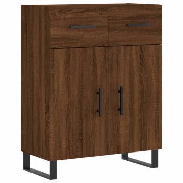 Stylish Highboard in Brown Oak | 69.5x34x180 cm Engineered Wood