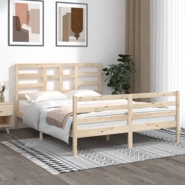 Solid Wood Bed Frame 150x200 cm King Size - Modern Design