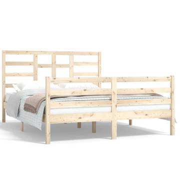 Solid Wood Bed Frame 150x200 cm King Size - Modern Design