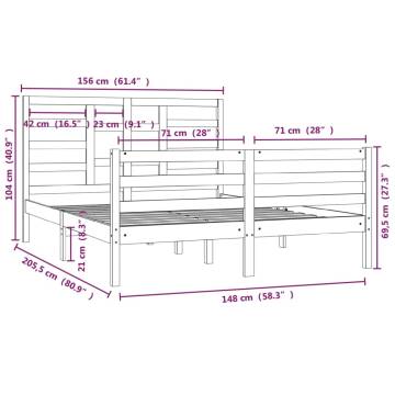 Solid Wood Bed Frame 150x200 cm King Size - Modern Design