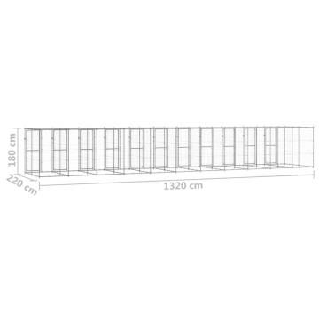 Outdoor Dog Kennel Galvanised Steel with Roof - 29.04 m²