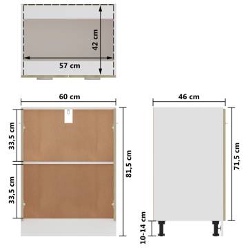 Bottom Cabinet Sonoma Oak 60x46x81.5 cm - Hipomarket