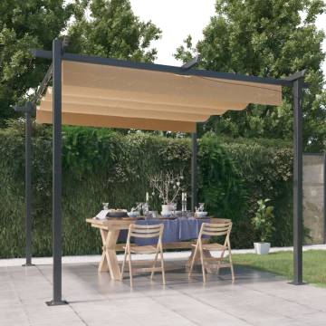 Garden Gazebo with Retractable Roof 3x3m - Taupe | HipoMarket