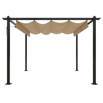 Garden Gazebo with Retractable Roof 3x3m - Taupe | HipoMarket