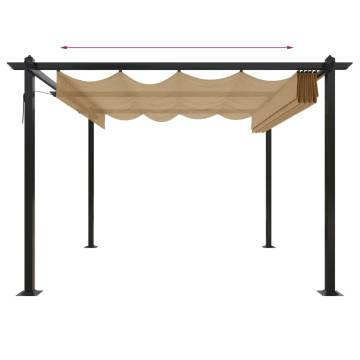 Garden Gazebo with Retractable Roof 3x3m - Taupe | HipoMarket