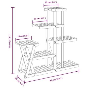 Flower Stand 95x25x96 cm - Solid Wood Fir | Hipo Market