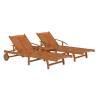 2 Piece Sunlounger Set with Table - Solid Acacia Wood