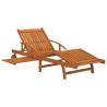 2 Piece Sunlounger Set with Table - Solid Acacia Wood