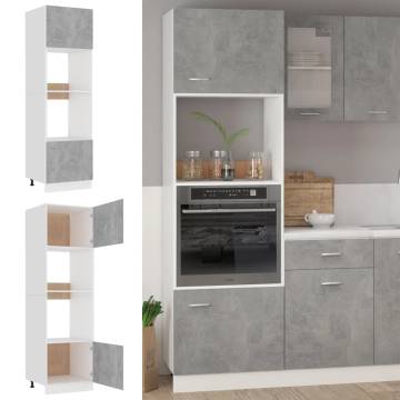 Stylish Microwave Cabinet in Concrete Grey - 60x57x207 cm