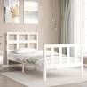 White Small Single Bed Frame with Headboard - Solid Wood