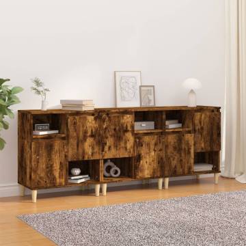 3 pcs Smoked Oak Sideboards | Stylish Storage Solutions