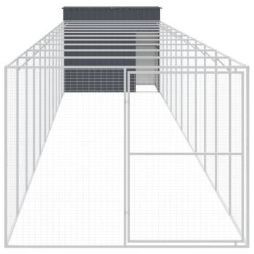 Dog House with Run Anthracite - Galvanised Steel 214x127x181 cm