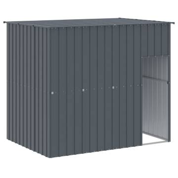 Dog House with Run Anthracite - Galvanised Steel 214x127x181 cm