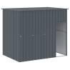 Dog House with Run Anthracite - Galvanised Steel 214x127x181 cm