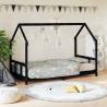 Kids Bed Frame Black 90x190 cm Solid Wood Pine Colour black Size 90 x 190 cm 