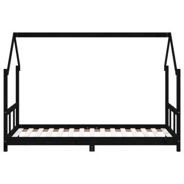 Kids Bed Frame Black 90x190 cm Solid Wood Pine - HipoMarket