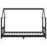 Kids Bed Frame Black 90x190 cm Solid Wood Pine - HipoMarket