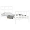 White Small Single Bed Frame with Headboard - Solid Wood