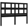 Black Bed Frame with Headboard - 140x190 cm Solid Wood