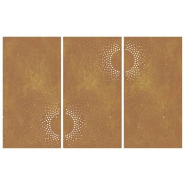 Garden Wall Decorations - Corten Steel Sun Design (3 pcs)