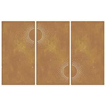 Garden Wall Decorations - Corten Steel Sun Design (3 pcs)