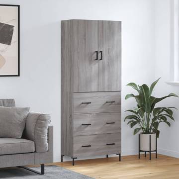 Highboard Grey Sonoma 69.5x34x180 cm | Stylish Storage Solution