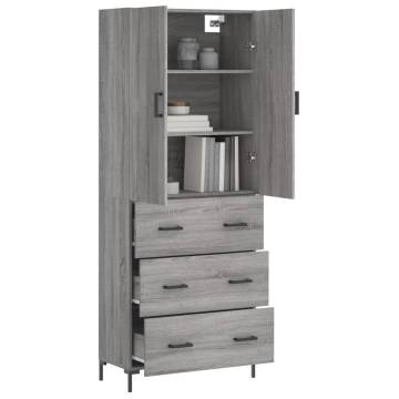 Highboard Grey Sonoma 69.5x34x180 cm | Stylish Storage Solution