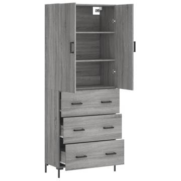 Highboard Grey Sonoma 69.5x34x180 cm | Stylish Storage Solution