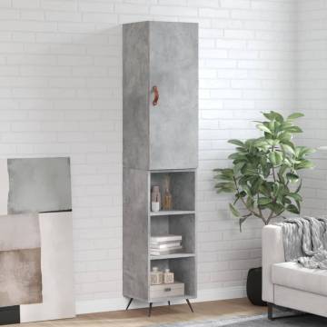 Elegant Highboard in Concrete Grey - 34.5x34x180 cm