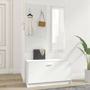 3-in-1 Shoe Cabinet Set in White Engineered Wood | Hipomarket