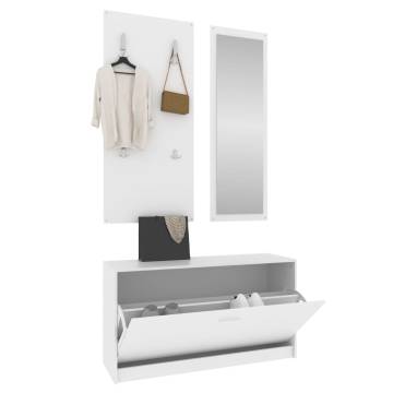 3-in-1 Shoe Cabinet Set in White Engineered Wood | Hipomarket