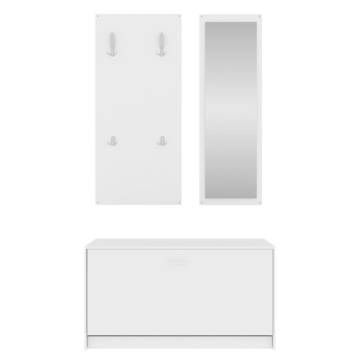 3-in-1 Shoe Cabinet Set in White Engineered Wood | Hipomarket