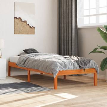 Wax Brown Bed Frame 90x190 cm Single Solid Pine Wood