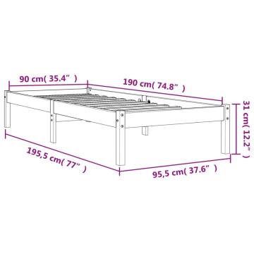 Wax Brown Bed Frame 90x190 cm Single Solid Pine Wood