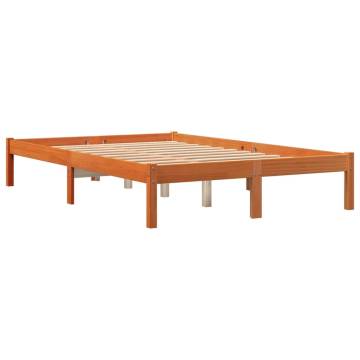 Bed Frame Wax Brown 140x200 cm - Solid Wood Pine | Hipo Market