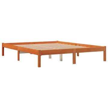 Wax Brown King Size Bed Frame - Solid Pine 150x200 cm