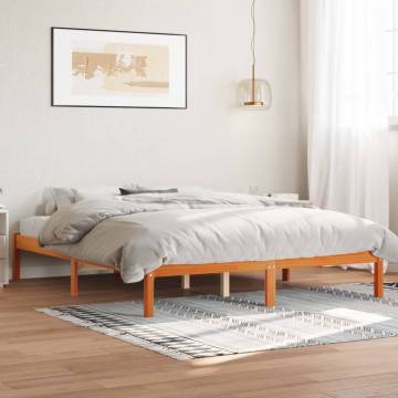 Wax Brown King Size Bed Frame - Solid Pine 150x200 cm