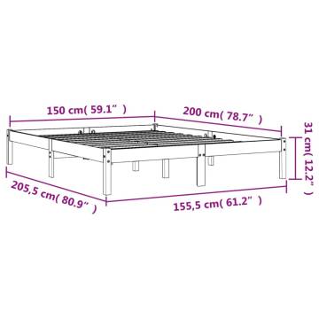 Wax Brown King Size Bed Frame - Solid Pine 150x200 cm