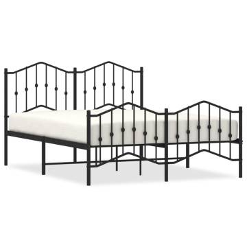 Black Metal Bed Frame with Headboard 150x200 cm King Size