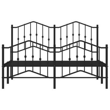 Black Metal Bed Frame with Headboard 150x200 cm King Size