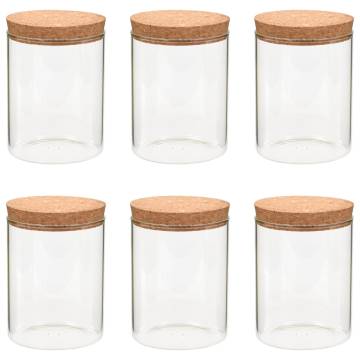 Storage Glass Jars with Cork Lid - Set of 6 | 650 ml