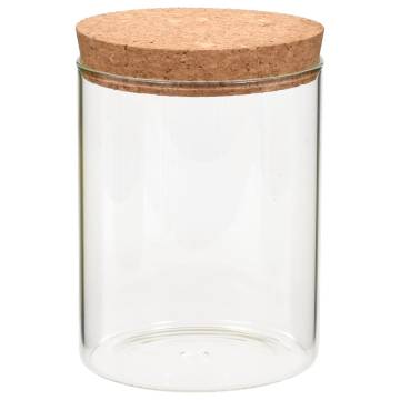 Storage Glass Jars with Cork Lid - Set of 6 | 650 ml