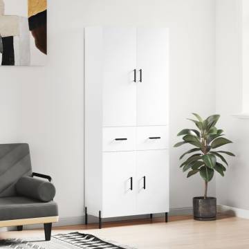 Highboard High Gloss White 69.5x34x180 cm - Stylish Storage