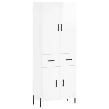 Highboard High Gloss White 69.5x34x180 cm - Stylish Storage